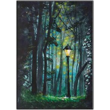 Tablo Dekor Ormanın Içindeki Sokak Lambası Kanvas Tablo