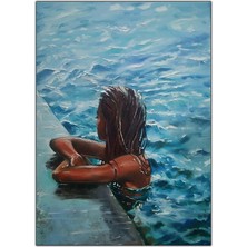 Tablo Dekor Sudaki Kadın Yağlı Boya Dokulu Tablo