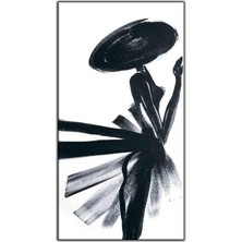 Tablo Dekor Siyah Şapkalı Soyut Kadın Yağlı Boya Dokulu Tablo