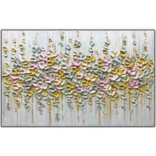 Tablo Dekor Pastel Tonlu Yapraklar Yoğun Yağlı Boya Dokulu Tablo