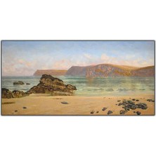 Tablo Dekor Kumsaldaki Kayalıklar Yağlı Boya Dokulu Tablo