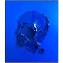 Tablo Dekor Soyut Mavi Nokta Yağlı Boya Dokulu Tablo