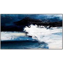 Tablo Dekor Soyut Beyaz Dalga Yağlı Boya Dokulu Tablo