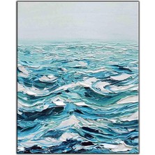 Tablo Dekor Soyut Dalgalı Deniz Yağlı Boya Dokulu Tablo