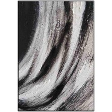 Tablo Dekor Soyut Siyah Gölgeler Yağlı Boya Dokulu Tablo