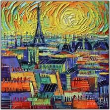 Tablo Dekor Paris Sokakları Yağlı Boya Dokulu Yablo