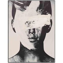 Tablo Dekor Suratı Beyaz Fırça Darbeli Adam Yağlı Boya Dokulu Tablo