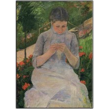 Tablo Dekor Beyaz Elbiseli Örgü Ören Kadın Yağlı Boya Dokulu  Tablo