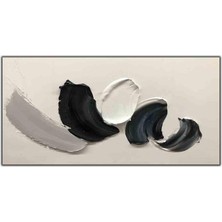 Tablo Dekor Soyut Siyah Gri ve Beyaz Dokular Orijinal Yağlı Boya Tablo