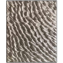 Tablo Dekor Soyut Beyaz Spatula Izleri Orijinal Yağlı Boya Tablo