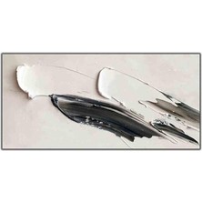 Tablo Dekor Soyut Beyaz Spatula Izi Orijinal Yağlı Boya Tablo