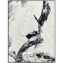 Tablo Dekor Soyut Siyah Beyaz Dokular Orijinal Yağlı Boya Tablo