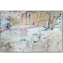 Tablo Dekor Soyut Beyaz ve Krem Desenler Yağlı Boya Dokulu Tablo