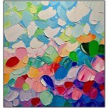 Tablo Dekor Soyut Renkli Spatula Izleri Orijinal Yağlı Boya Tablo