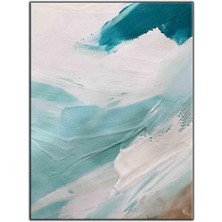 Tablo Dekor Soyut Mavi Çizgiler Yağlı Boya Dokulu Tablo