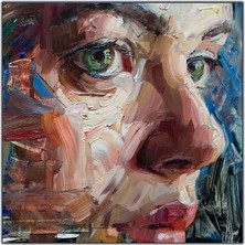 Tablo Dekor Yeşil Gözlü Kadın Yağlı Boya Dokulu Tablo