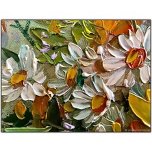 Tablo Dekor Papatyalar Yoğun Yağlı Boya Dokulu Tablo