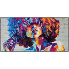 Tablo Dekor Kıvırcık Saçlı Kadın Yoğun Yağlı Boya Dokulu Tablo