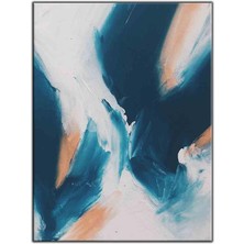 Tablo Dekor Soyut Lacivert ve Pembe Desenler Yağlı Boya Dokulu Tablo