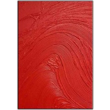 Tablo Dekor Soyut Kırmızı Çizgisel Dokular Orijinal Yağlı Boya Tablo