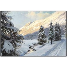 Tablo Dekor Karlı Yol Orijinal Yağlı Boya Tablo