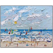 Tablo Dekor Soyut Yaz Sefası Yoğun Yağlı Boya Dokulu Tablo