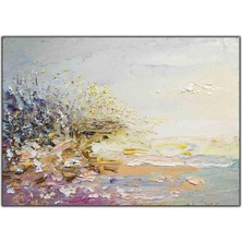 Tablo Dekor Soyut Dalgalar Yağlı Boya Dokulu Tablo