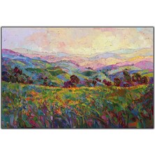 Tablo Dekor Kır Çiçekleri Manzarası Yağlı Boya Dokulu Tablo