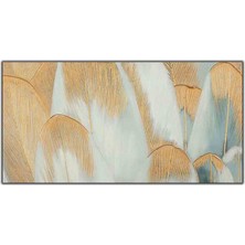 Tablo Dekor Yatay Altın Dokulu Yapraklar Yağlı Boya Dokulu Tablo