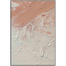 Tablo Dekor Soyut Pudra Rengi ve Beyaz Dokular Orijinal Yağlı Boya Tablo