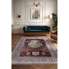 Homshtag Nuh'un Gemisi Koleksiyonu Koyun, Çiçek Desenli Art Deco Tarzı Vintage Halı,Çok Renkli Maksimalist Halı