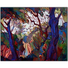 Tablo Dekor Soyut Ağaçları Yağlı Boya Dokulu Tablo