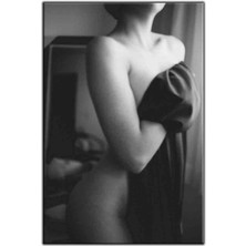 Tablo Dekor Siyah Şalla Örtülmüş Kadın Nü Kanvas Tablo