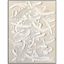 Tablo Dekor Soyut Krem Zemin Üzeri Beyaz Dokunuşlar Orijinal Yağlı Boya Tablo