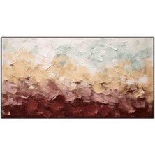 Tablo Dekor Soyut Bordo Pembe ve Krem Geçişli Desen Orijinal Yağlı Boya Tablo