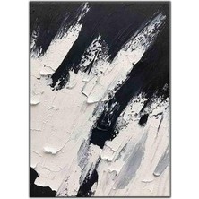 Tablo Dekor Soyut Siyah Beyaz Geçişler Orijinal Yağlı Boya Tablo