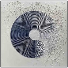 Tablo Dekor Soyut Lacivert Spiral Çizgiler Orijinal Yağlı Boya Tablo