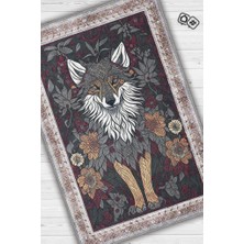 Homshtag Nuh'un Gemisi Koleksiyonu Kurt, Çiçek Desenli Art Deco Tarzı Vintage Halı,Çok Renkli Maksimalist Halı