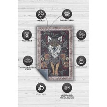 Homshtag Nuh'un Gemisi Koleksiyonu Kurt, Çiçek Desenli Art Deco Tarzı Vintage Halı,Çok Renkli Maksimalist Halı