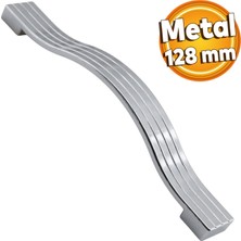 Badem10 Akasya Metal Mobilya Mutfak Dolabı Çekmece Kapı Dolap Kapak Kulpu Kulbu Krom 128 mm Kulp