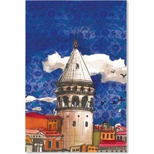 Anadolia Galata Kulesi Ahşap Kartpostal