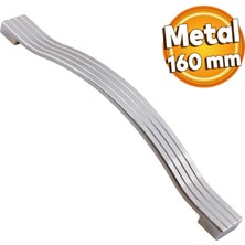 Badem10 Akasya Metal Mobilya Mutfak Dolabı Çekmece Kapı Dolap Kapak Kulpu Kulbu Krom 160 mm Kulp