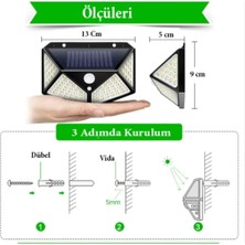 Hangast 100 Ledli 4 Adet Solar Güneş Enerjili Hareket Sensörlü Bahçe Garaj Ev Aydınlatma Lambası