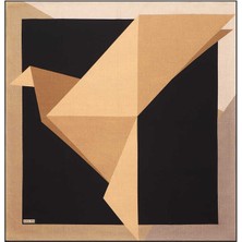 Bursa İpek Gold Siyah Geometrik Desen Twill İpek Eşarp