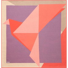 Bursa İpek Narçiçeği Mor Geometrik Desen Twill İpek Eşarp