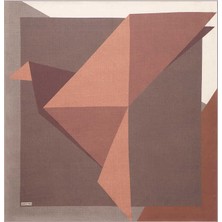 Bursa İpek Kahverengi Somon Geometrik Desen Twill İpek Eşarp