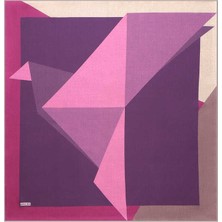 Bursa İpek Mor Pembe Geometrik Desen Twill İpek Eşarp