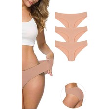 Çankaya Giyim 3 Adet Kadın Dikişsiz Lazer Kesim Esnek Iz Yapmayan Külot Ten