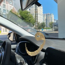 Oto Aksesuarcım Kristal Taşlı Vav Lafzı Dikiz Ayna Süsü Altın