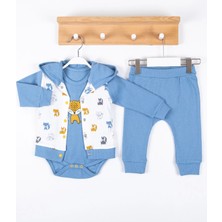 Cndr Littie Nakışlı % 100 Pamuk Hırkalı 3'lü Erkek Takım